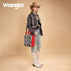 WG264-8014RD  Wrangler Cow Print Concealed Carry Tote/Crossbody - Red