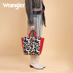 WG264-8014RD  Wrangler Cow Print Concealed Carry Tote/Crossbody - Red