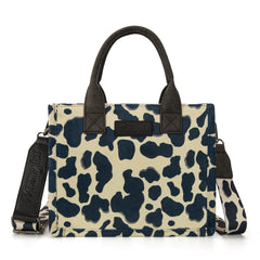 WG264-8120BK  Wrangler Cow Print Concealed Carry Tote/Crossbody -Black