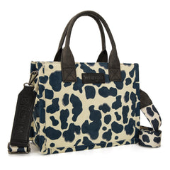 WG264-8120BK  Wrangler Cow Print Concealed Carry Tote/Crossbody -Black