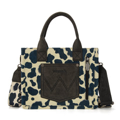 WG264-8120BK  Wrangler Cow Print Concealed Carry Tote/Crossbody -Black