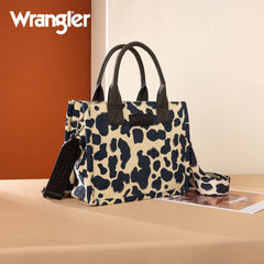 WG264-8120BK  Wrangler Cow Print Concealed Carry Tote/Crossbody -Black