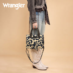 WG264-8120BK  Wrangler Cow Print Concealed Carry Tote/Crossbody -Black
