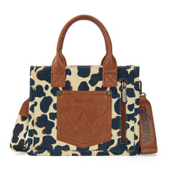 WG264-8120BR  Wrangler Cow Print Concealed Carry Tote/Crossbody -Brown