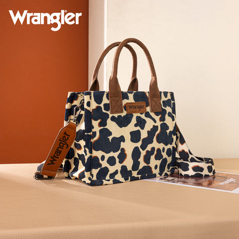 SP-WG264-8120BR  Wrangler Cow Print Concealed Carry Tote/Crossbody -Brown