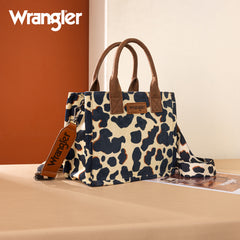 WG264-8120BR  Wrangler Cow Print Concealed Carry Tote/Crossbody -Brown