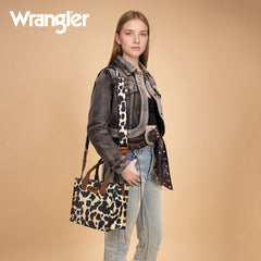 WG264-8120BR  Wrangler Cow Print Concealed Carry Tote/Crossbody -Brown
