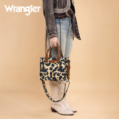 WG264-8120BR  Wrangler Cow Print Concealed Carry Tote/Crossbody -Brown