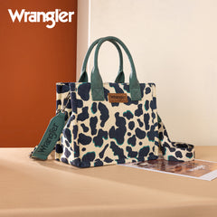 WG264-8120DTQ  Wrangler Cow Print Concealed Carry Tote/Crossbody -Dark Turquoise