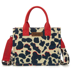 WG264-8120RD  Wrangler Cow Print Concealed Carry Tote/Crossbody -Red