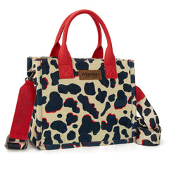 WG264-8120RD  Wrangler Cow Print Concealed Carry Tote/Crossbody -Red
