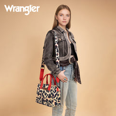 WG264-8120RD  Wrangler Cow Print Concealed Carry Tote/Crossbody -Red