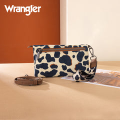 WG264-W106BR   Wrangler Cow Print  Wallet/Wristlet/Crossbody -Brown