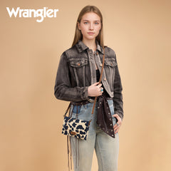 WG264-W106BR   Wrangler Cow Print  Wallet/Wristlet/Crossbody -Brown