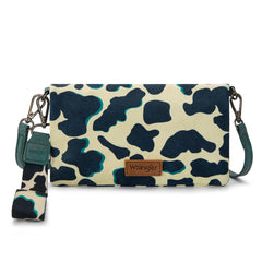 WG264-W106DTQ  Wrangler Cow Print  Wallet/Wristlet/Crossbody -Dark Turquoise