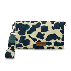 WG264-W106DTQ  Wrangler Cow Print  Wallet/Wristlet/Crossbody -Dark Turquoise