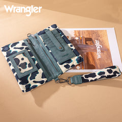 WG264-W106DTQ  Wrangler Cow Print  Wallet/Wristlet/Crossbody -Dark Turquoise