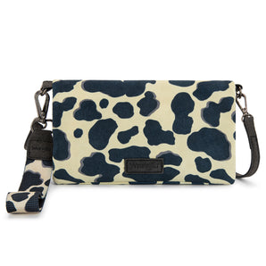 WG264-W106BK Wrangler Cow Print Wallet/Wristlet/Crossbody - Black