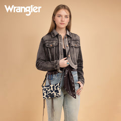 WG264-W106BK   Wrangler Cow Print  Wallet/Wristlet/Crossbody -Black