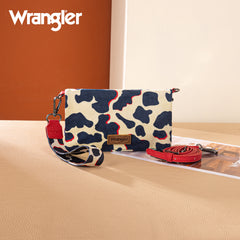 WG264-W106RD   Wrangler Cow Print  Wallet/Wristlet/Crossbody -Red