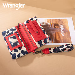 WG264-W106RD   Wrangler Cow Print  Wallet/Wristlet/Crossbody -Red