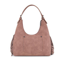 WG265-3027  Wrangler Fringe Floral Tooled Hobo Bag- Dark Pink