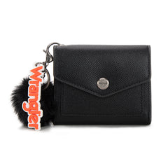 WG274-W079   Wrangler Tri-Fold Wallet with Keyring Pom Pom - Black