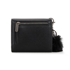 WG274-W079   Wrangler Tri-Fold Wallet with Keyring Pom Pom - Black