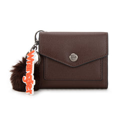 WG274-W079   Wrangler Tri-Fold Wallet with Keyring Pom Pom - Coffee