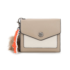 WG274-W079   Wrangler Tri-Fold Wallet with Keyring Pom Pom - Khaki-Tan