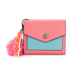 WG274-W079   Wrangler Tri-Fold Wallet with Keyring Pom Pom - Pink-Blue