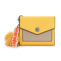 WG274-W079   Wrangler Tri-Fold Wallet with Keyring Pom Pom- Yellow -Khaki