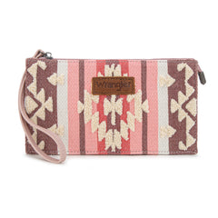 WG275-181  Wrangler Sherpa Aztec Canvas  Clutch -Dark Pink