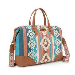 WG275-5110   Wrangler Sherpa Aztec Canvas Duffle Bag - Brown