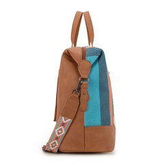 WG275-5110   Wrangler Sherpa Aztec Canvas Duffle Bag - Brown