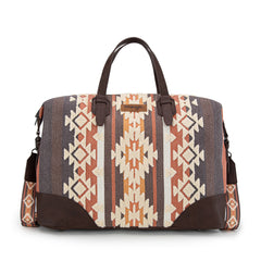 WG275-5110   Wrangler Sherpa Aztec Canvas Duffle Bag - Coffee
