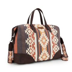 WG275-5110   Wrangler Sherpa Aztec Canvas Duffle Bag - Coffee