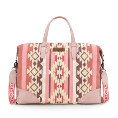 WG275-5110   Wrangler Sherpa Aztec Canvas Duffle Bag - Dark Pink