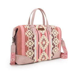 WG275-5110   Wrangler Sherpa Aztec Canvas Duffle Bag - Dark Pink