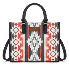 WG275-8120  Wrangler Sherpa Aztec Canvas Tote/Crossbody - Black