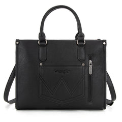 WG275-8120  Wrangler Sherpa Aztec Canvas Tote/Crossbody - Black