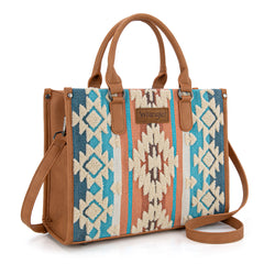 WG275-8120  Wrangler Sherpa Aztec Canvas Tote/Crossbody - Brown