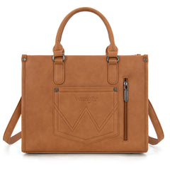 WG275-8120  Wrangler Sherpa Aztec Canvas Tote/Crossbody - Brown