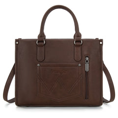 WG275-8120  Wrangler Sherpa Aztec Canvas Tote/Crossbody - Coffee