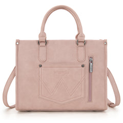 WG275-8120  Wrangler Sherpa Aztec Canvas Tote/Crossbody - Dark Pink