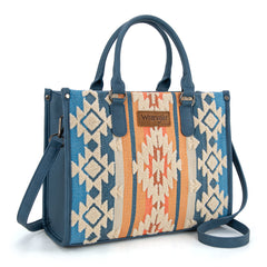 WG275-8120  Wrangler Sherpa Aztec Canvas Tote/Crossbody - Jean