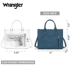 WG275-8120  Wrangler Sherpa Aztec Canvas Tote/Crossbody - Jean
