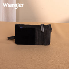 WG227-W075   Wrangler Vintage Floral Velvet Printed   Mini Zip card Case Wristlet - Black