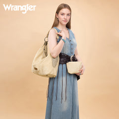 WG276-9182  Wrangler Floral Tooled Hobo Bag with Pouch-Beige
