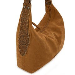WG276-9182  Wrangler Floral Tooled Hobo Bag with Pouch-Brown